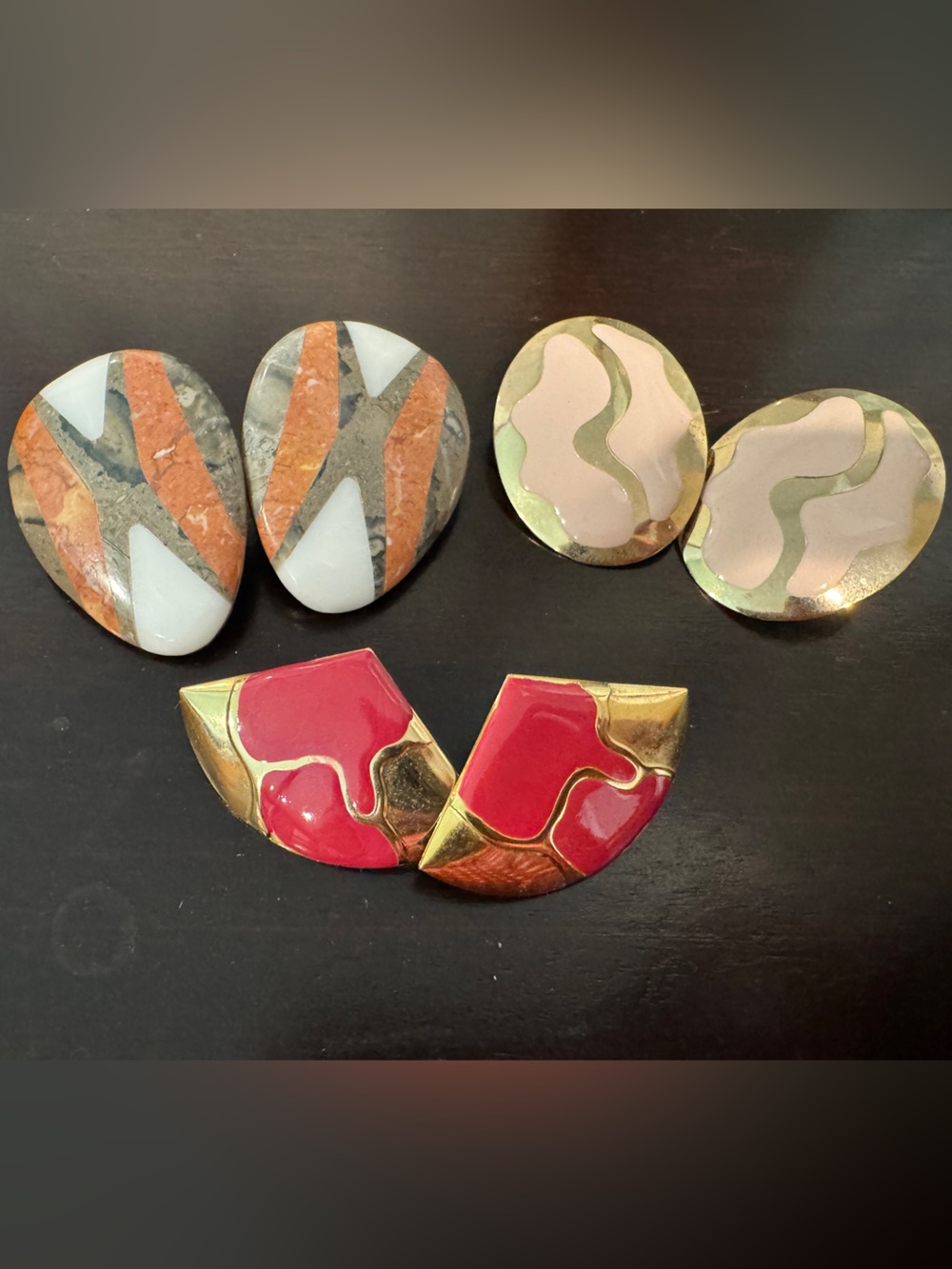 3 Vintage Statement Pierced Earrings Bundle